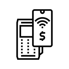 smartphone contactless payment pos terminal line icon vector. smartphone contactless payment pos terminal sign. isolated contour symbol black illustration