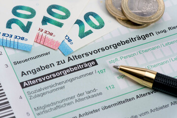 Formular für Steuererklärung an Finanzamt