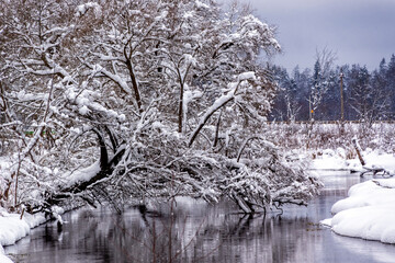 Zima w malowniczym miasteczku Supraśl, Podlasie, Polska