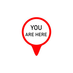 Map pin with you are here sign vector icon