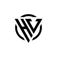 Initial letter HV triangle monogram cool simple modern logo concept 