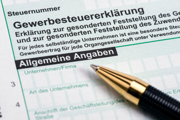 Formular für Steuererklärung an Finanzamt