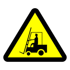 Beware forklift vector sign isolated on white background