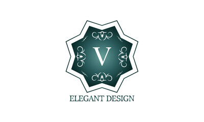 Luxury logo template with the letter V. Graceful monogram for business, restaurant, royalty, boutique, cafe, hotel, heraldry, jewelry, fashion and others