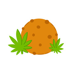 Chocolate cookie with marijuana weed. Vector trendty flat line illustration icon. Isolated on white background. Marijuana bake cookie, weed edible concept
