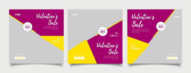Valentine's sale concept instagram posters set