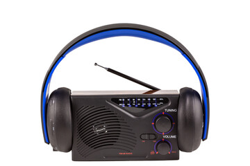 retro radio with wireless headphones