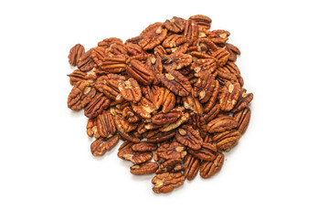 Pecan-nut isolated on white background. Top view.