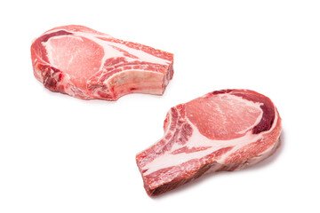 Raw pork isolated on white background.
