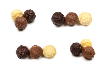 Chocolate truffle isolated on white background.