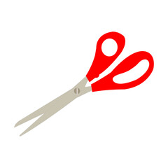 Isolated vector illustration of red scissors on white