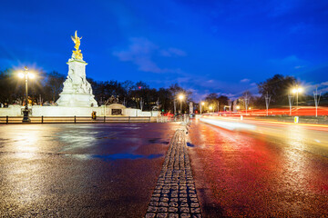 LONDON, UK - 15 FEBRUARY, 2017: Queen Victoria Memorial at night, built in 1911.