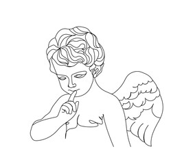 One line drawing sketch. Sculpture vector illustration.Modern single line art, aesthetic contour. Perfect for home decor such as posters, wall art, tote bag, t-shirt print, sticker