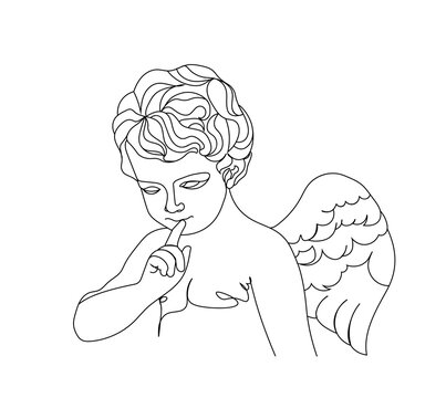 recommend clip art: One line drawing sketch. Sculpture vector illustration.Modern single line art, aesthetic contour. Perfect for home decor such as posters, wall art, tote bag, t-shirt print, sticker