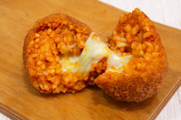 suppli food fried rice balls called in Rome suppli al telefono