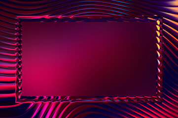 Abstract framed background. Colorful vibrant wavy design wallpaper. Creative graphic 2d illustration with centered frame. Trendy fluid cover with dynamic shapes flow.