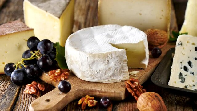 dairy product- selection of french cheese on board