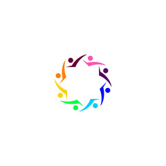 Colorful people together sign, symbol, artwork isolated on white