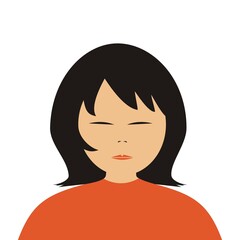 Mongolian, girl, portrait, vector illustration	