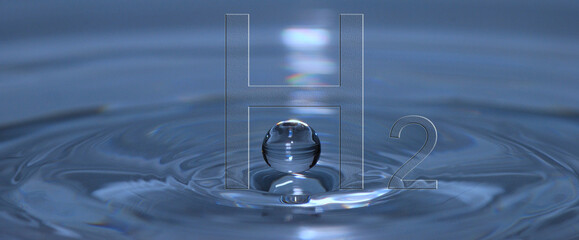 hydrogen h2 letters over a liquid with a droop panorama