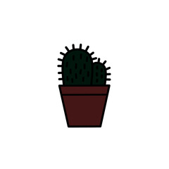 Vector illustration of cactus in a flowerpot