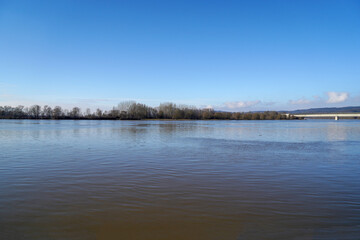 Flood on the Danube at the lock in Geisling near Regensburg in Bavaria