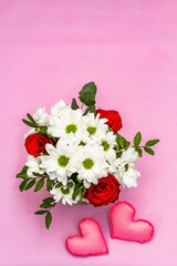 Fototapeta na wymiar Bouquet of fresh flowers for Valentine's day or Wedding