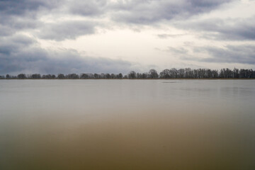 Flood on the Danube at the lock in Geisling near Regensburg in Bavaria