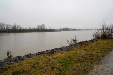 Flood on the Danube at the lock in Geisling near Regensburg in Bavaria