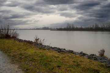 Flood on the Danube at the lock in Geisling near Regensburg in Bavaria