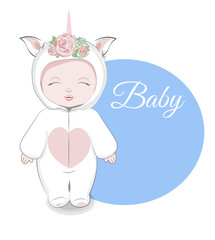 baby in unicorn Jumpsuit