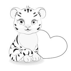 tiger cub with heart coloring book