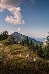 Fototapeta premium Blick vom Steineberg zum Berggipfel Stuiben auf der Nagelfluhkette in den Allgäuer Alpen