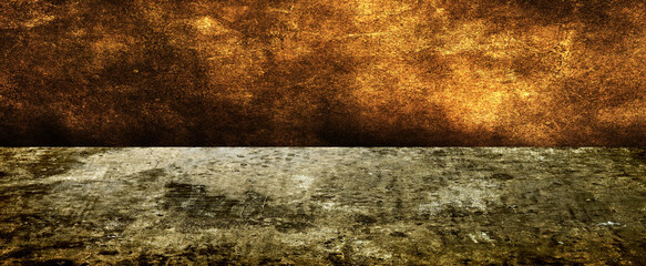 Naklejka premium Grungy concrete wall and stone floor room as background