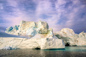 Fototapeta na wymiar floating glaciers at fjord Disco Bay West Greenland
