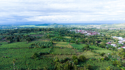 Fototapeta na wymiar Pinrang, Sulawesi Selatan Indonesia. Agricultural land for residents in the Pinrang area of ​​South Sulawesi. January 3 2021