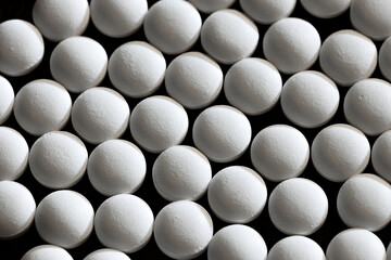 close-up of melatonin tablets. dietary concept. dietary supplement topview.