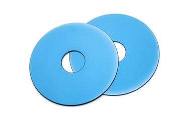 Hard disk platters on white background