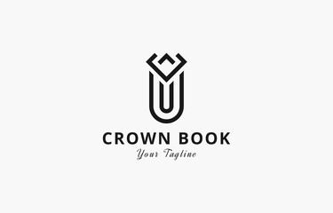Letter U Book Crown Logo Vector Template