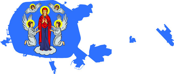 Vector flag map illustration of the Belarusian capital of Minsk, Belarus