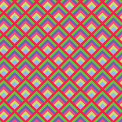 Red, green, blue, pink yellow angled square rectangle diamond pattern with for tiles, clothing, wallpaper, printing on covers of books