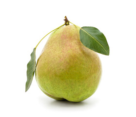 One green ripe pear.