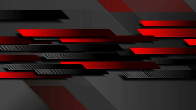 Abstract black and red hi-tech geometric minimal motion background. Seamless looping. Video animation Ultra HD 4K 3840x2160