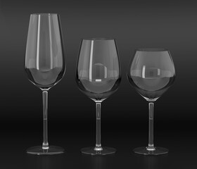 Alcohol glasses on dark background
