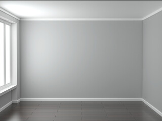 Empty room with gray walls and a window