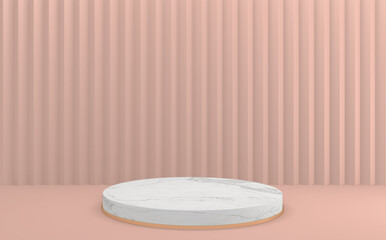 Valentine pink podium minimal design product scene. 3d rendering