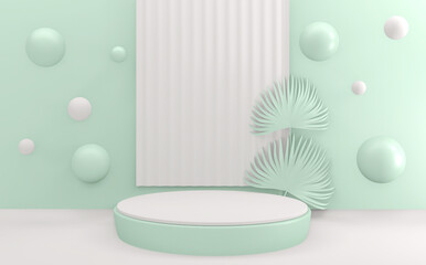 Cyan blue podium minimal design product scene. 3d rendering