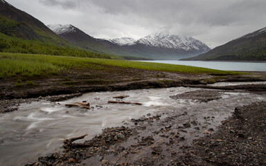 Elkutna Lake in Anchorage Alaska Chugach state park