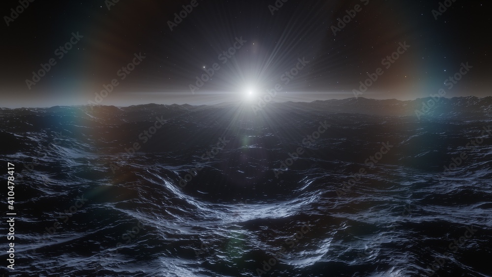 Canvas Prints beautiful view from an exoplanet, a view from an alien planet, a computer-generated surface, a fanta