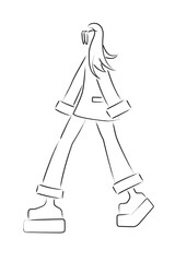 fashion art woman contour illustration